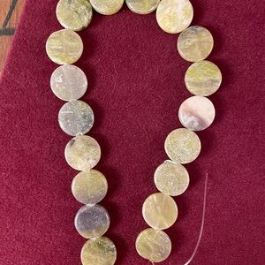 Vintage New Old Stock Olive Green Jade Disk Beads
